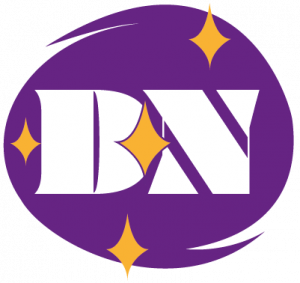 Logo de mon entreprise et site "designep" une spirale violette avec les lettre D et N en gros dessus plus quelques étoiles.